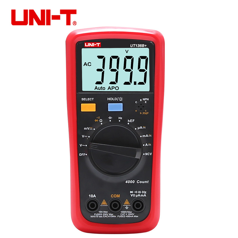 UNI-T UT136B+ Handheld Digital Multimeter Auto AC/DC DMM 1KV 10A NCV Cap tester
