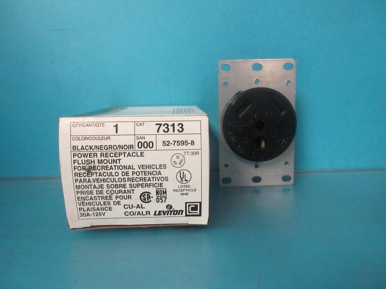 8 LEVITON 7313 FLUSH INDUSTRIAL OUTLET 2P 3W 30A 125V TT-30R POWER RECEPTACLE