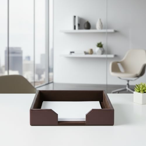 Dacasso Dark Brown Bonded Leather Luxury Letter Tray Holder – Paper Organizer