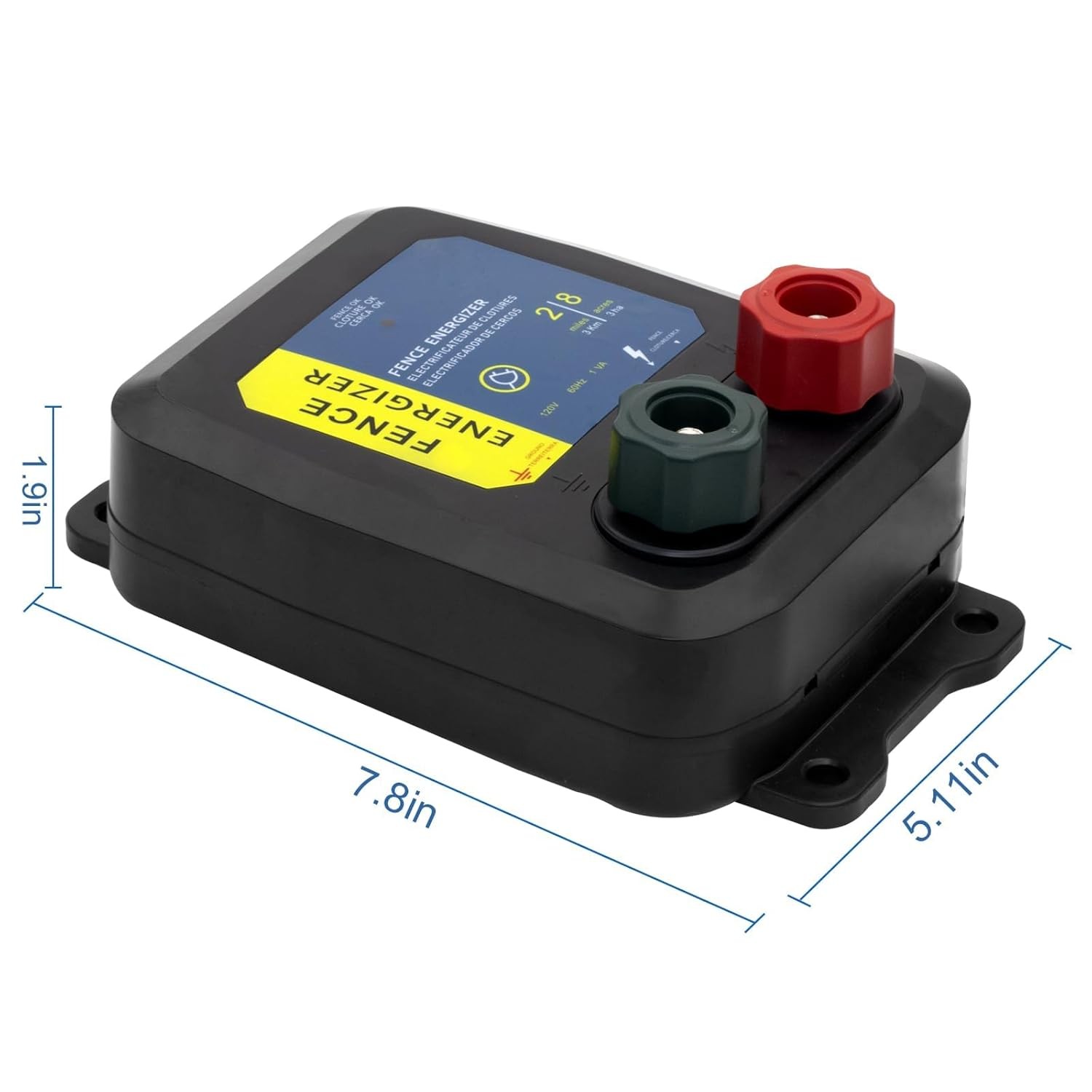 Electric Fence Charger 0.10 Joule 2 Mile Range 8 Acre Plug In Electric Fence