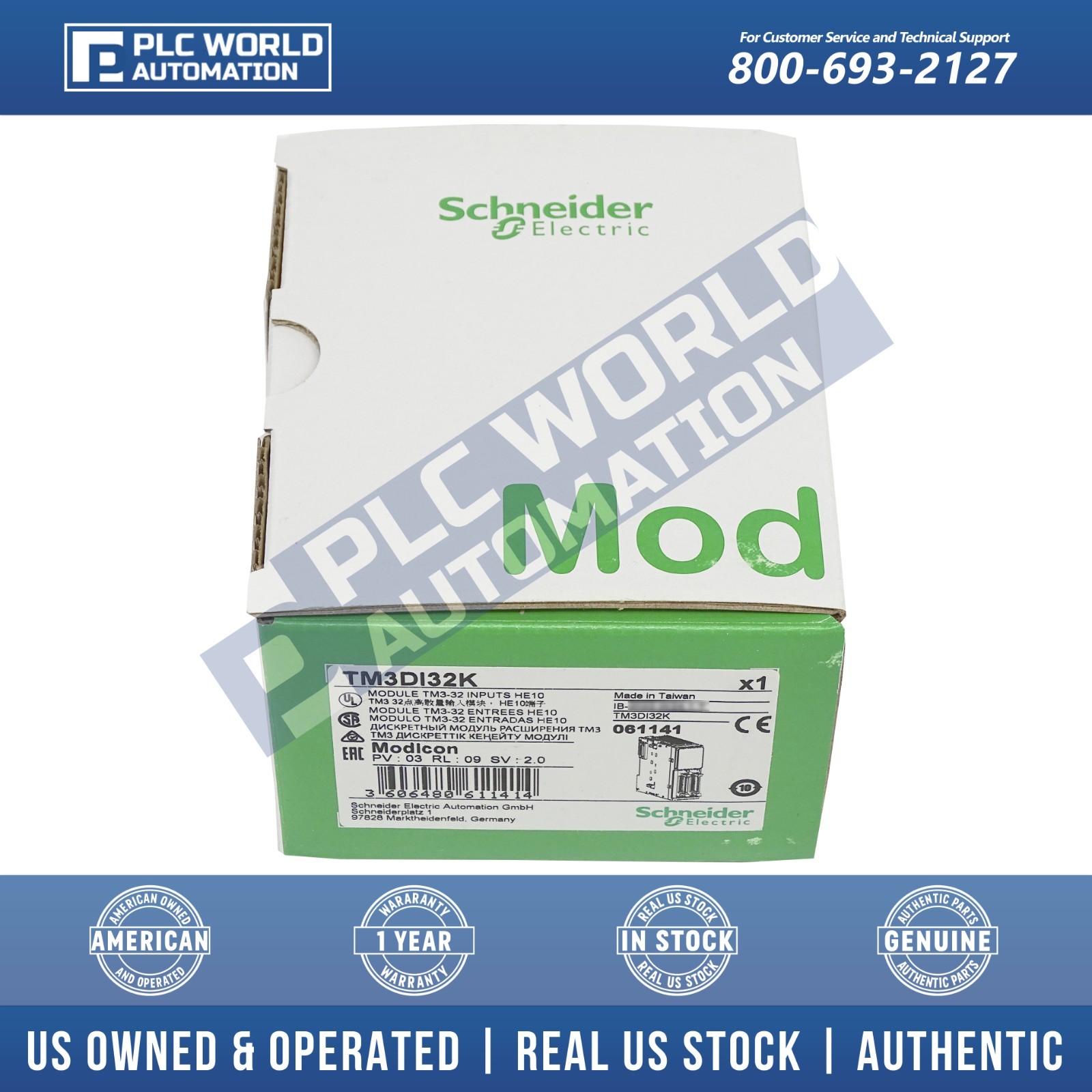 Schneider TM3DI32K Modicon TM3-32 Discrete Input, 24 VDC, 32 Inputs, Brand New