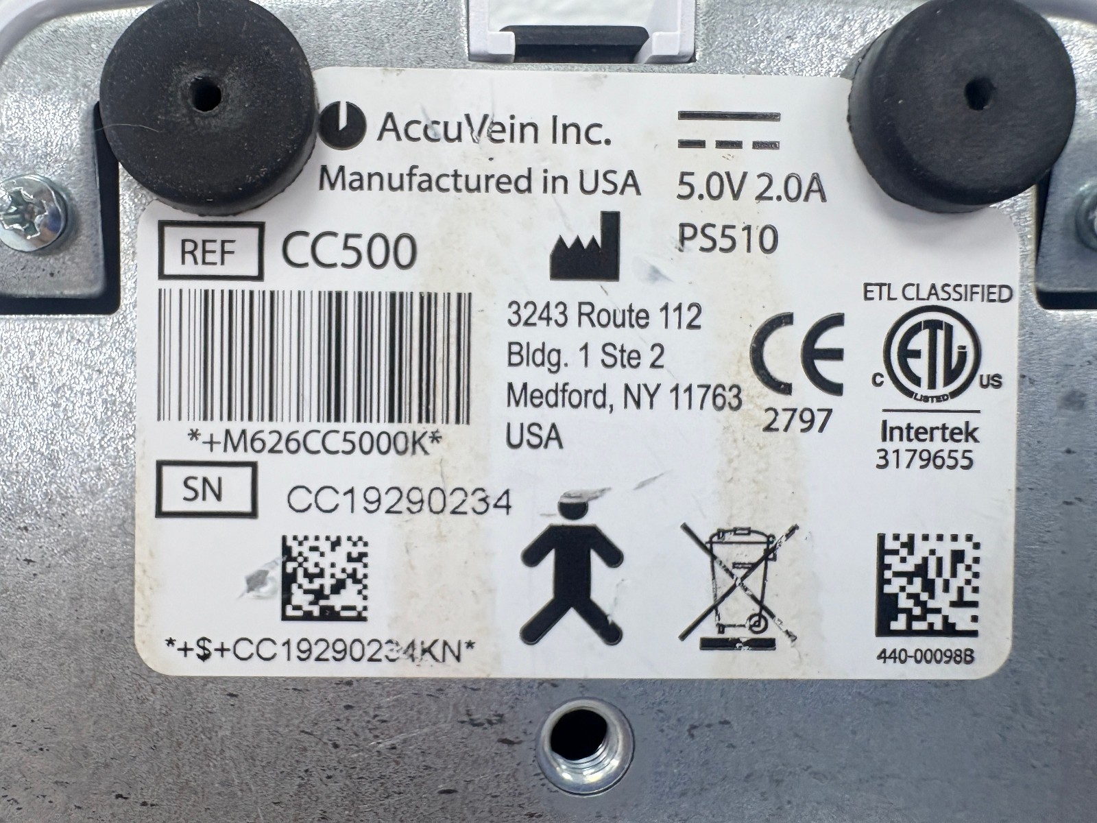 PRE OWNED | AccuVein CC500 Charging Cradle for AccuVein AV500 w/ Power Adapter