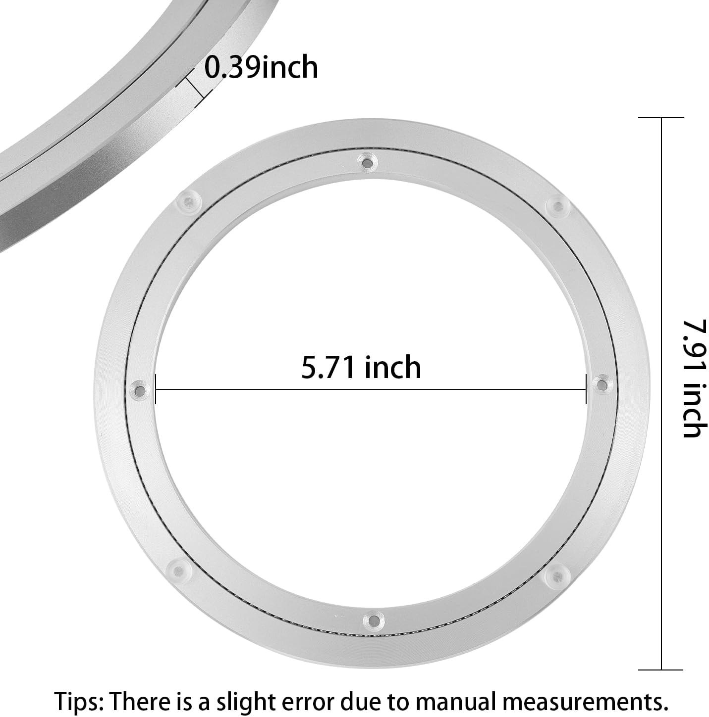 QDiShi 8 Inch Lazy Susan, Heavy Duty Swivel Turntable 8 Inch, Silvery