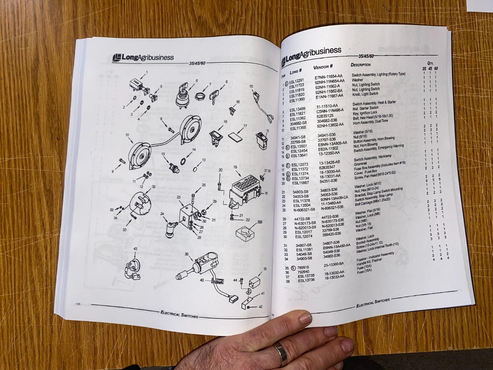 Tractor Service Parts Manual Fits FarmTrac 35, 45, 60 Tractor- Printed