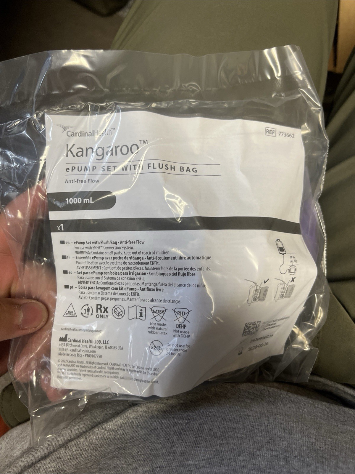 Cardinal Health Kangaroo 1000ML Feeding Bag W/ Flush Bag Lot Of 30 763662