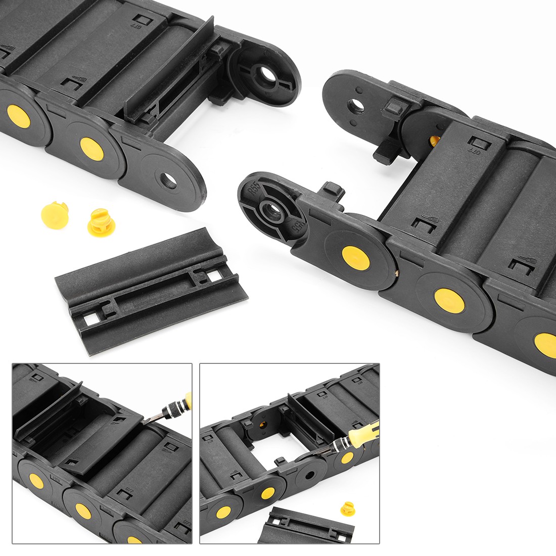 R55 25mm x 77mm Plastic Cable Wires Carrier Drag Chain 1M Black