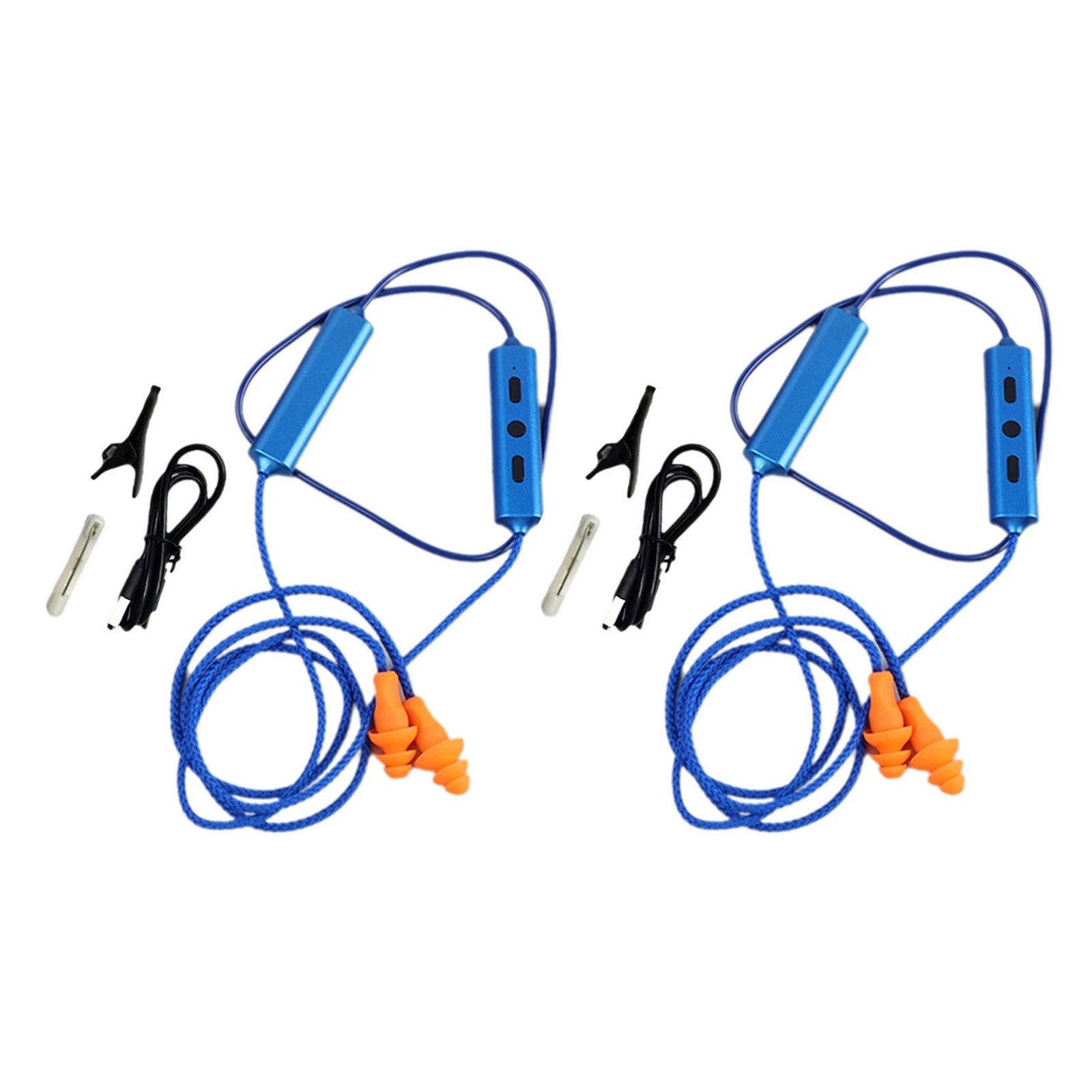 2-Set Blue Bluetooth Ear Plugs, Noise-Isolating for Work & Hearing Protection