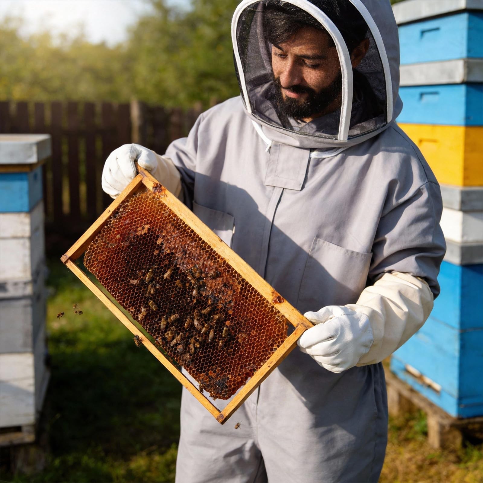 Bee Keeper Suit for Men Women, Bee Suit with Gloves & Veil Hood, Multi-Size L…