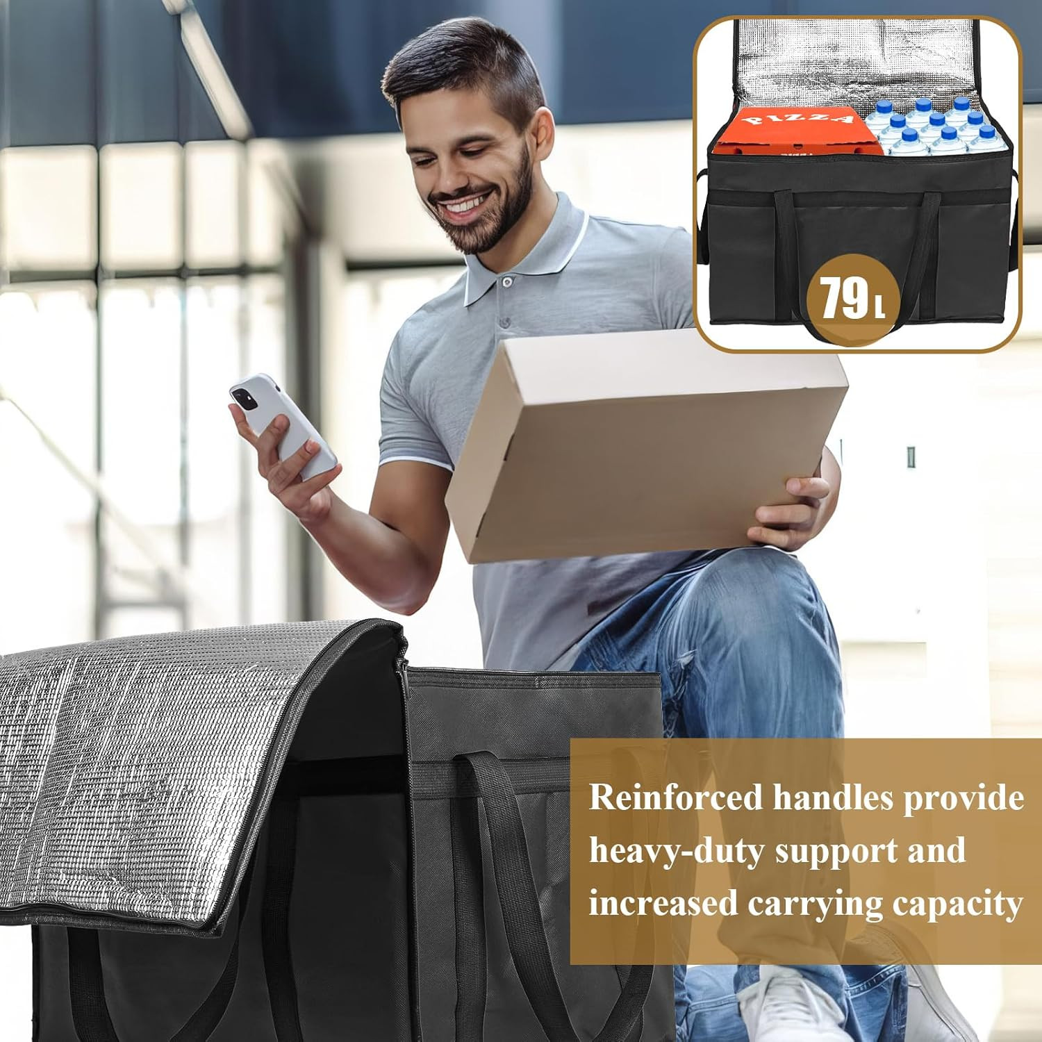 Insulated Bags for Food Delivery, XXXL Pizza Delivery Bags, Large