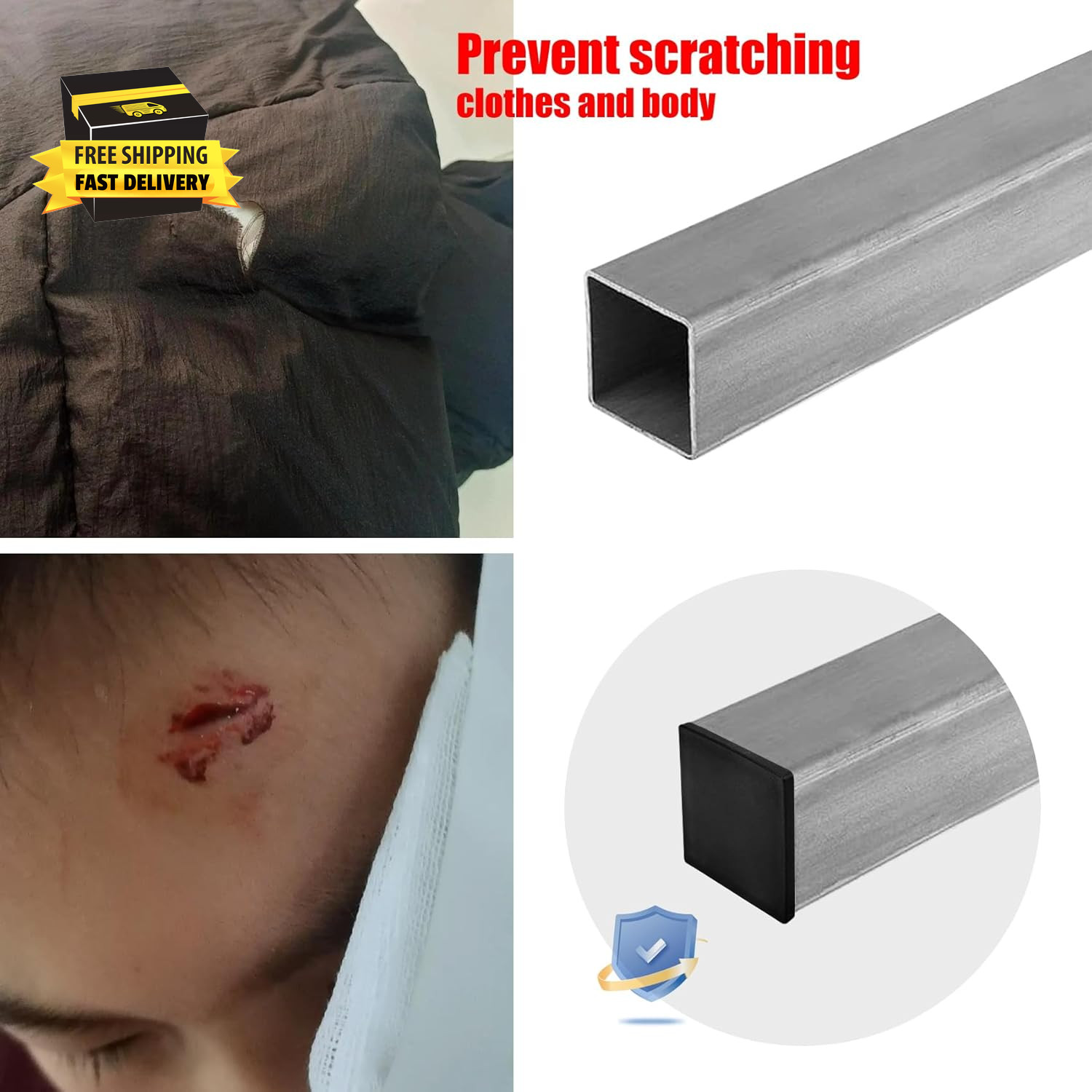 4 Pcs 2 Inch 2X2 Square Tube End Caps – Black Plastic Finishing Plugs for Metal