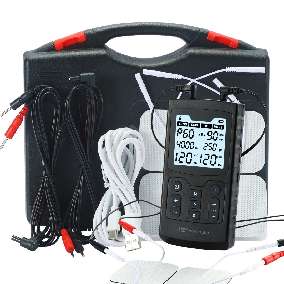 combination electrotherapy mahine 4 in 1 tens+ems+if+russ, 4 in 1 white or black