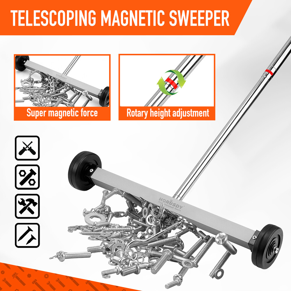 17″ Magnetic Pickup Floor Sweeper Easy Cleanup of Workshop Garage Construction