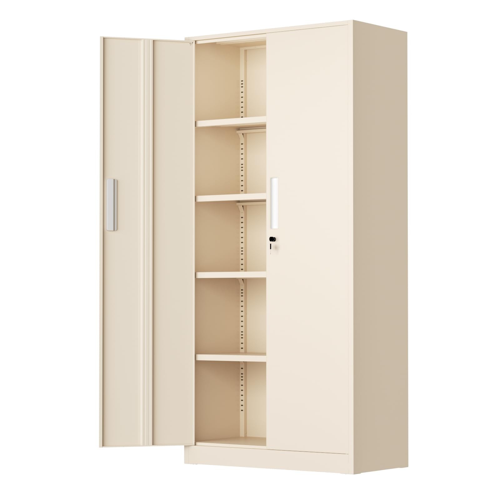 Tall 72″ Locking Steel Cabinet Door Shelves Utility Office Garage Home Gray