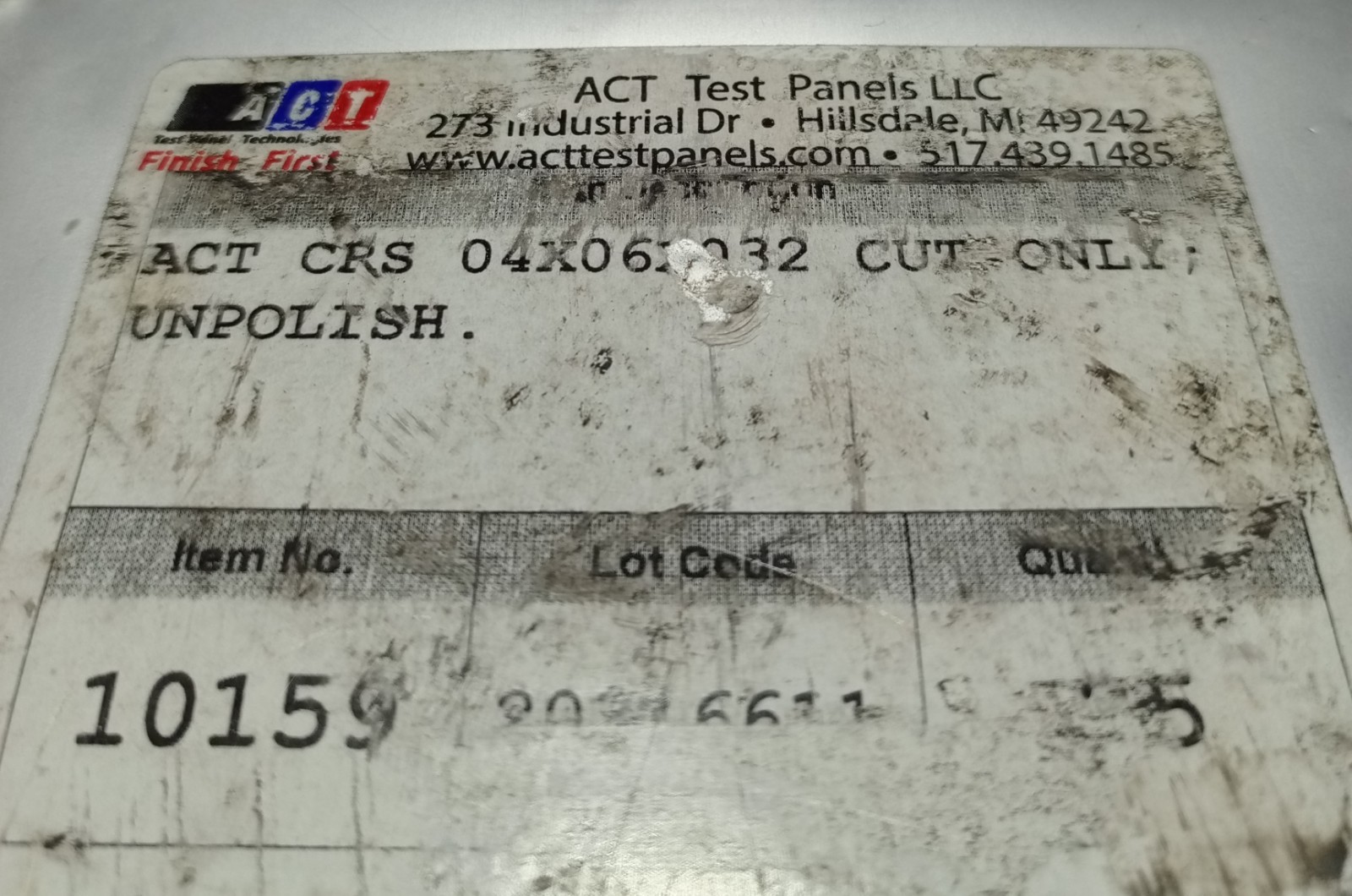 Lot Of 5 ACT Test Panels 4″×6″ Unpolished
