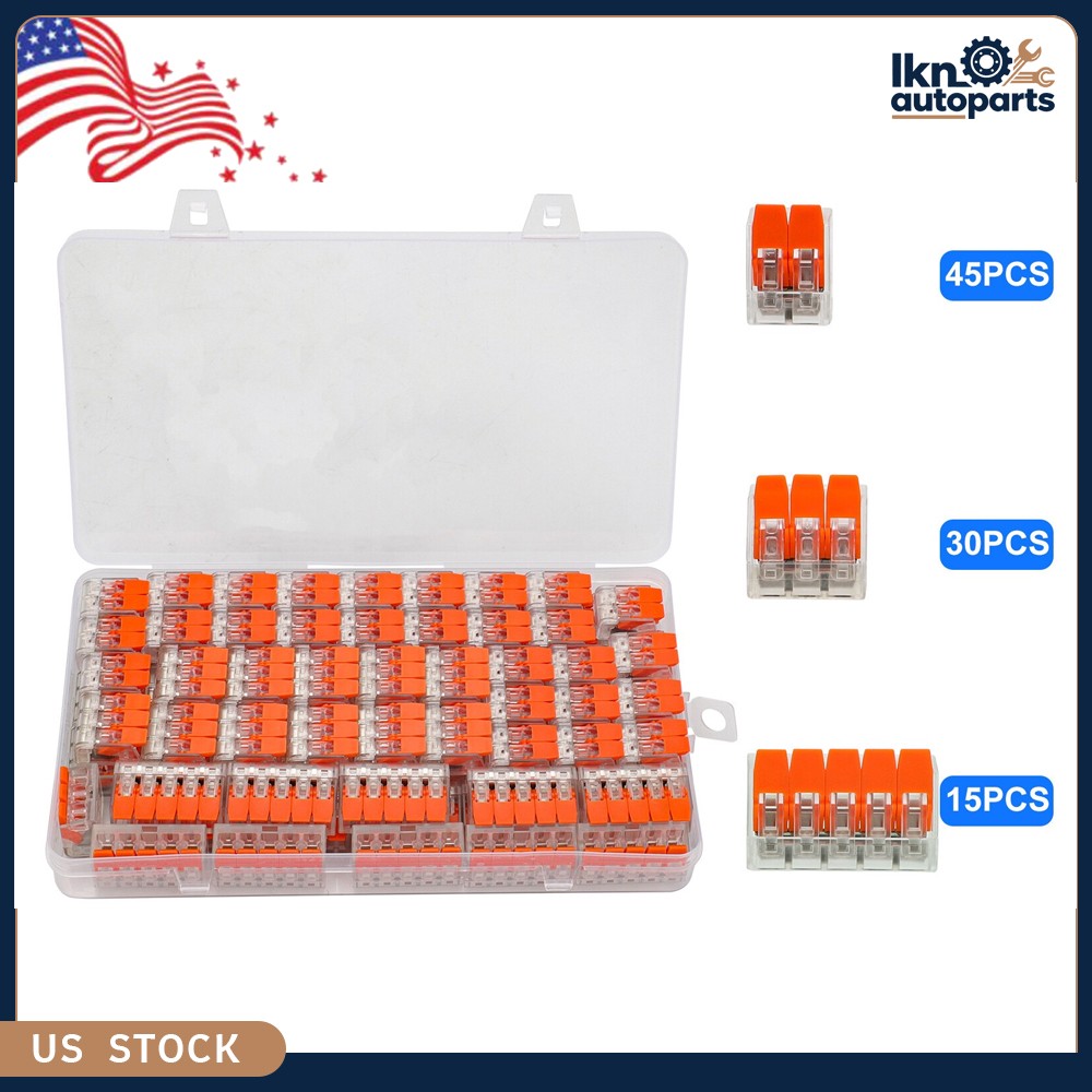 90Pcs For Wago 221 Lever Nuts Compact Splicing Wire Connectors – 2/3/5 Terminal