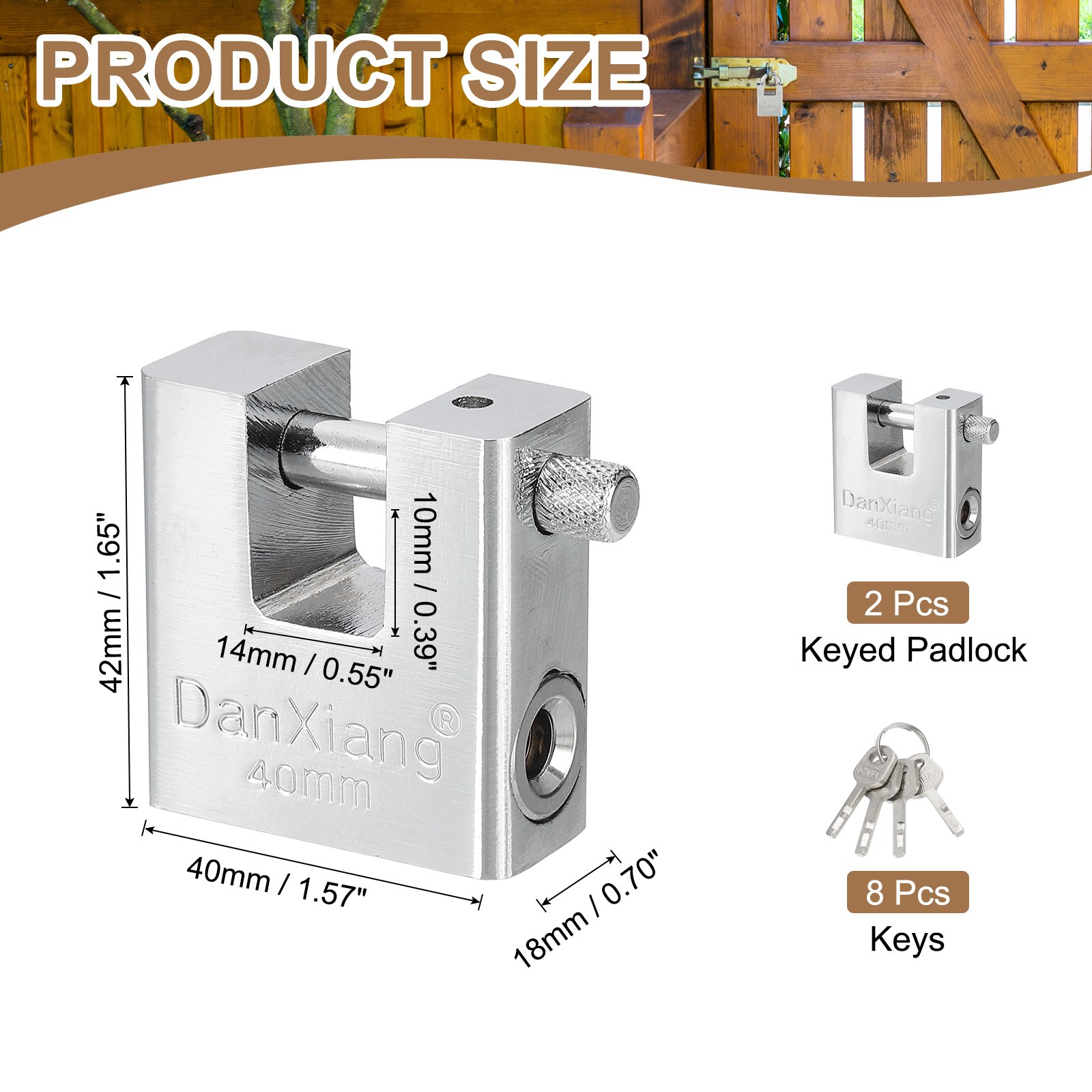 2Pcs 1.6″ High Security Padlock Steel D-Shaped Heavy Duty Locks w 4 Keys