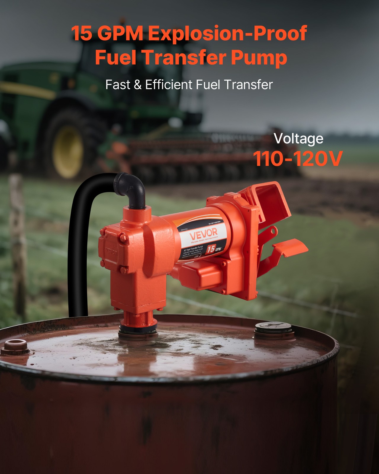 VEVOR Fuel Transfer Pump 110V Electric Oil Diesel Kerosene Pump 15 GPM 57 L/min