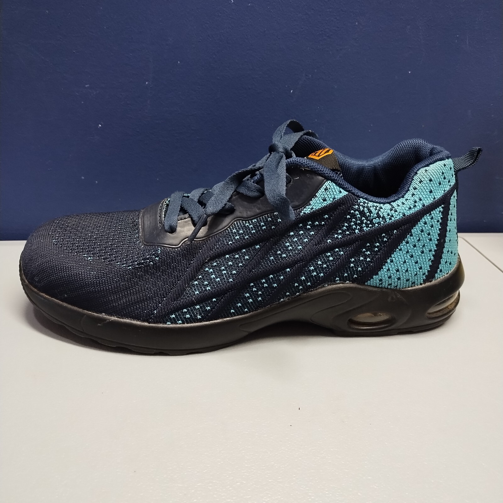 DYKHMILY Safety Work Shoes Womens 9 Navy Steel Toe Breathable Round Toe Lace Up