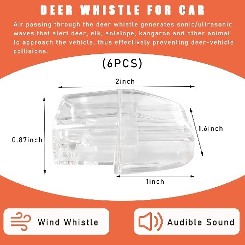 6 PCS White Car Whistles, Universal Animal Warning Devices to Avoid Collisions f