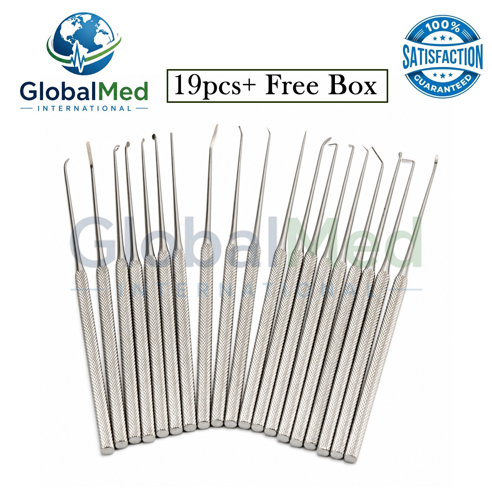 Rhoton Micro Dissector Set 19 PCs – Premium Neurosurgery Instruments + Free Box
