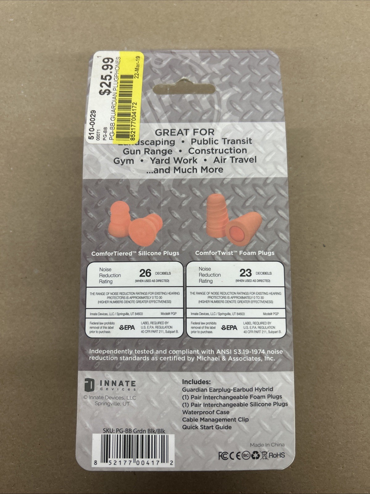 Plugfones PG-BB Guardian 29 dB Nylon/Silicone 3.5 MM Jack Earplugs/Earphones