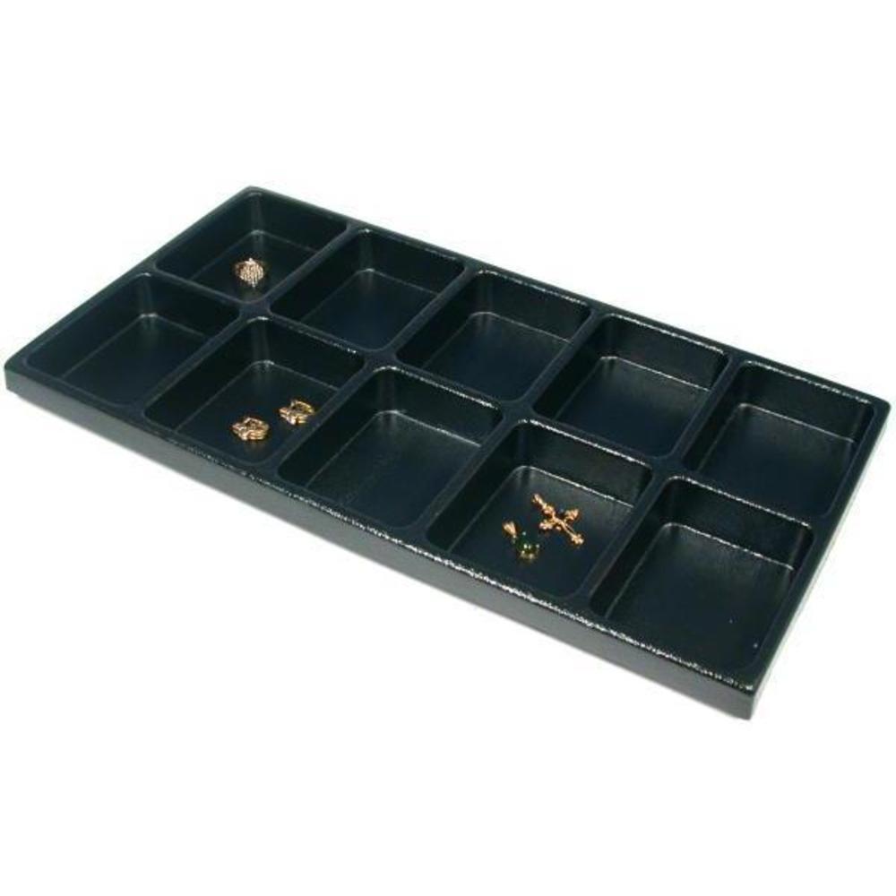 Black Plastic 10 Compartment Jewelry Tray Insert 14 1/8″ x 7 5/8″