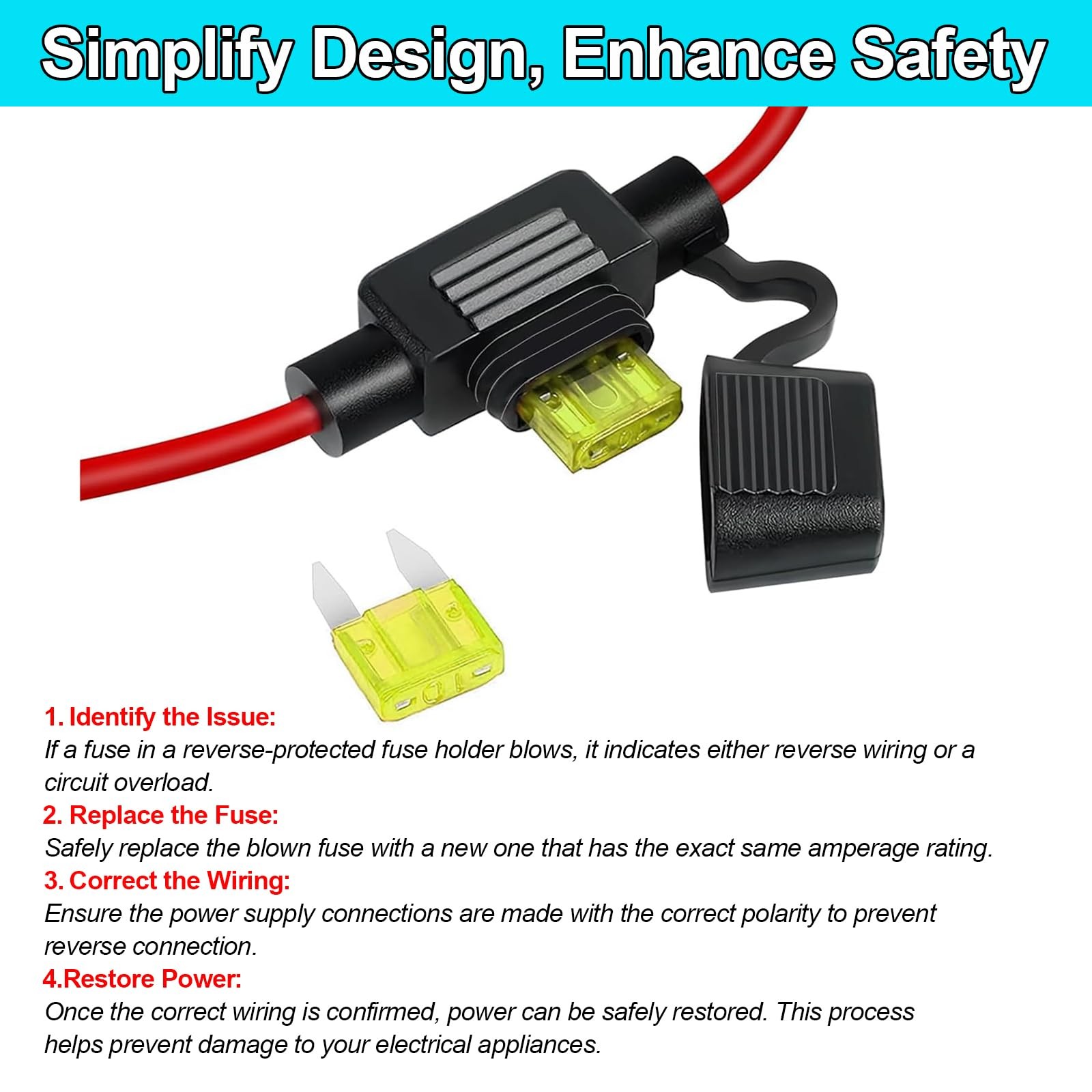 30A 360W DC 36V, 48V to 12V Voltage Converter with Fuse, Waterproof Reducer