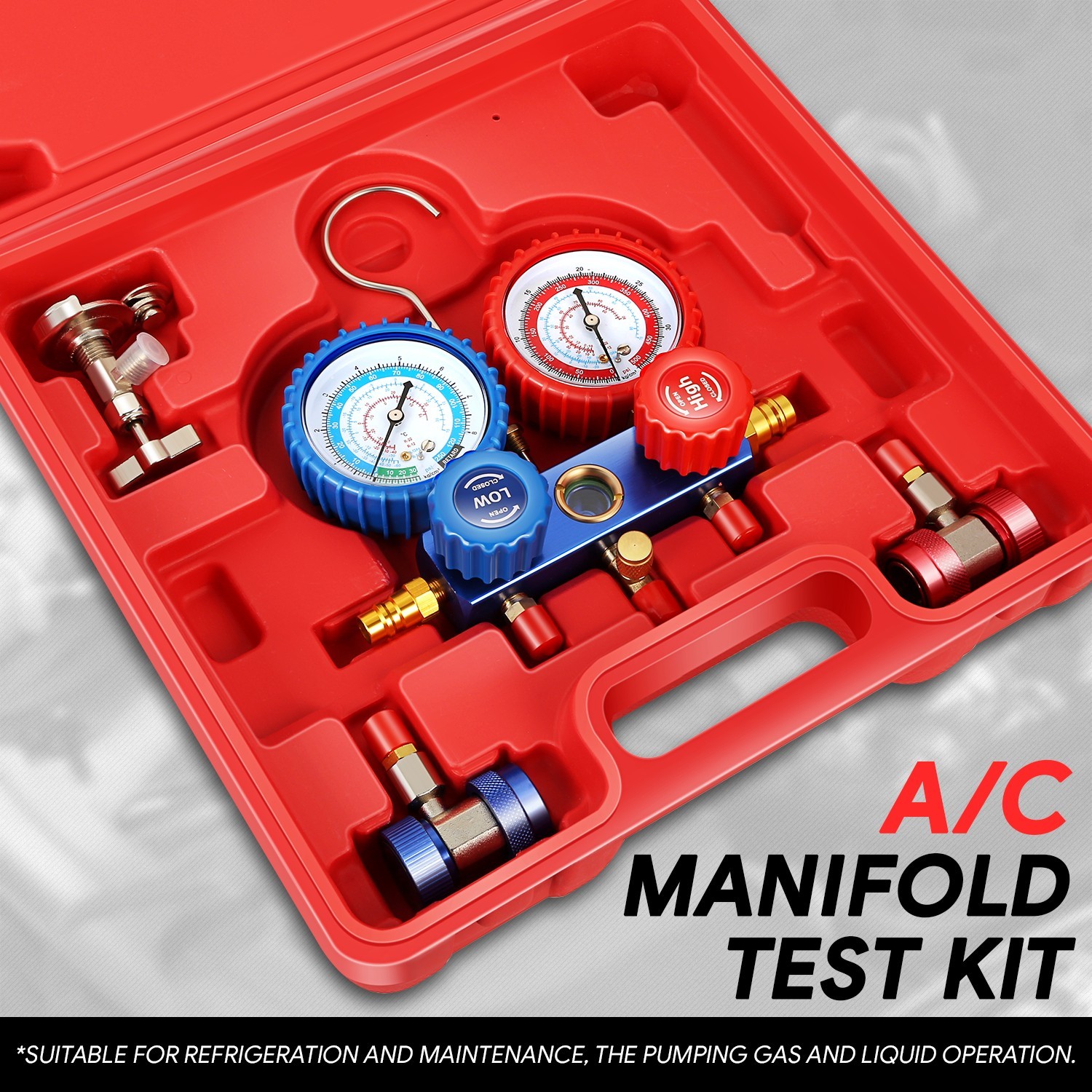 For R134A R-22 R410A R404A Refrigeration Charging 3 Way AC Manifold Gauge Set