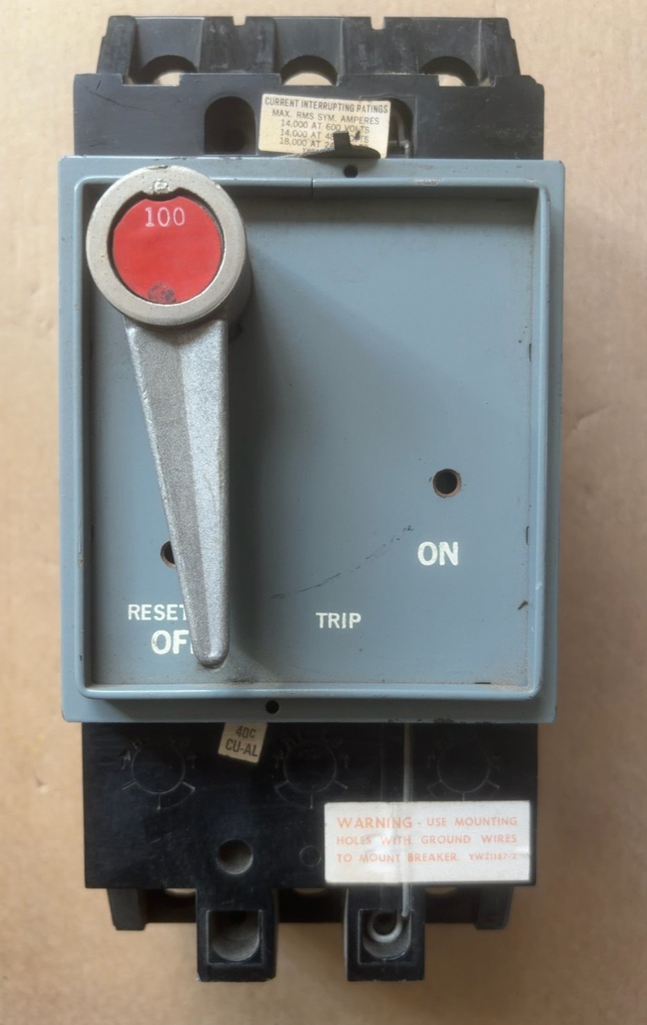 FPE NF631100R 100A 3 Pole 600VAC Circuit Breaker Federal Pacific NF