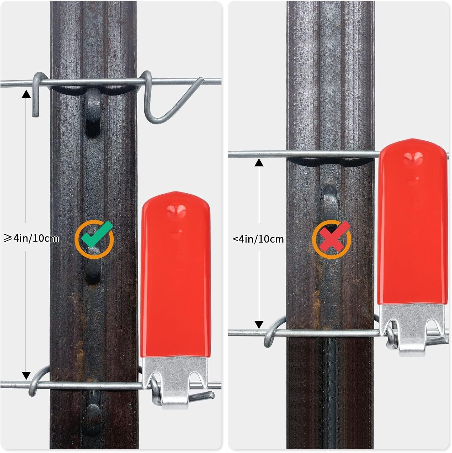 T-Post Clip Tool: Fence Wire Twisting and Fencing Tool with Red Rubber-Coated Ha