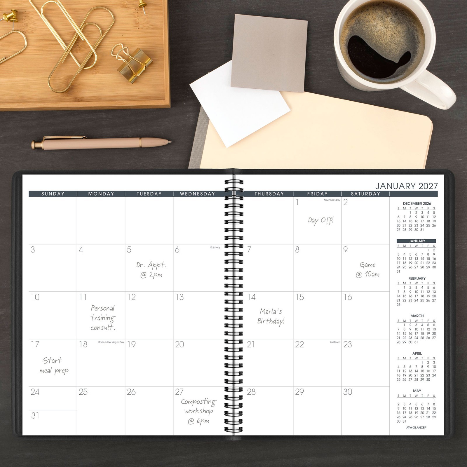 2026 At-A-Glance 70-260-05 15-Month Monthly Planner, 9 x 11″, Black Cover