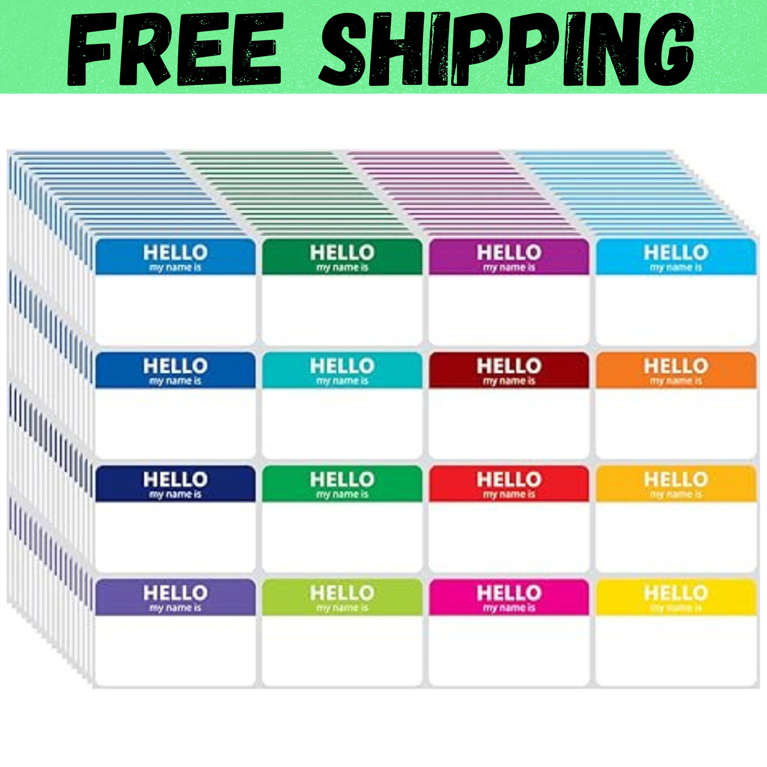 400 Pcs Name Tags Colorful Sticker-16 Colors (3″x2″) Hello My Name is Peel