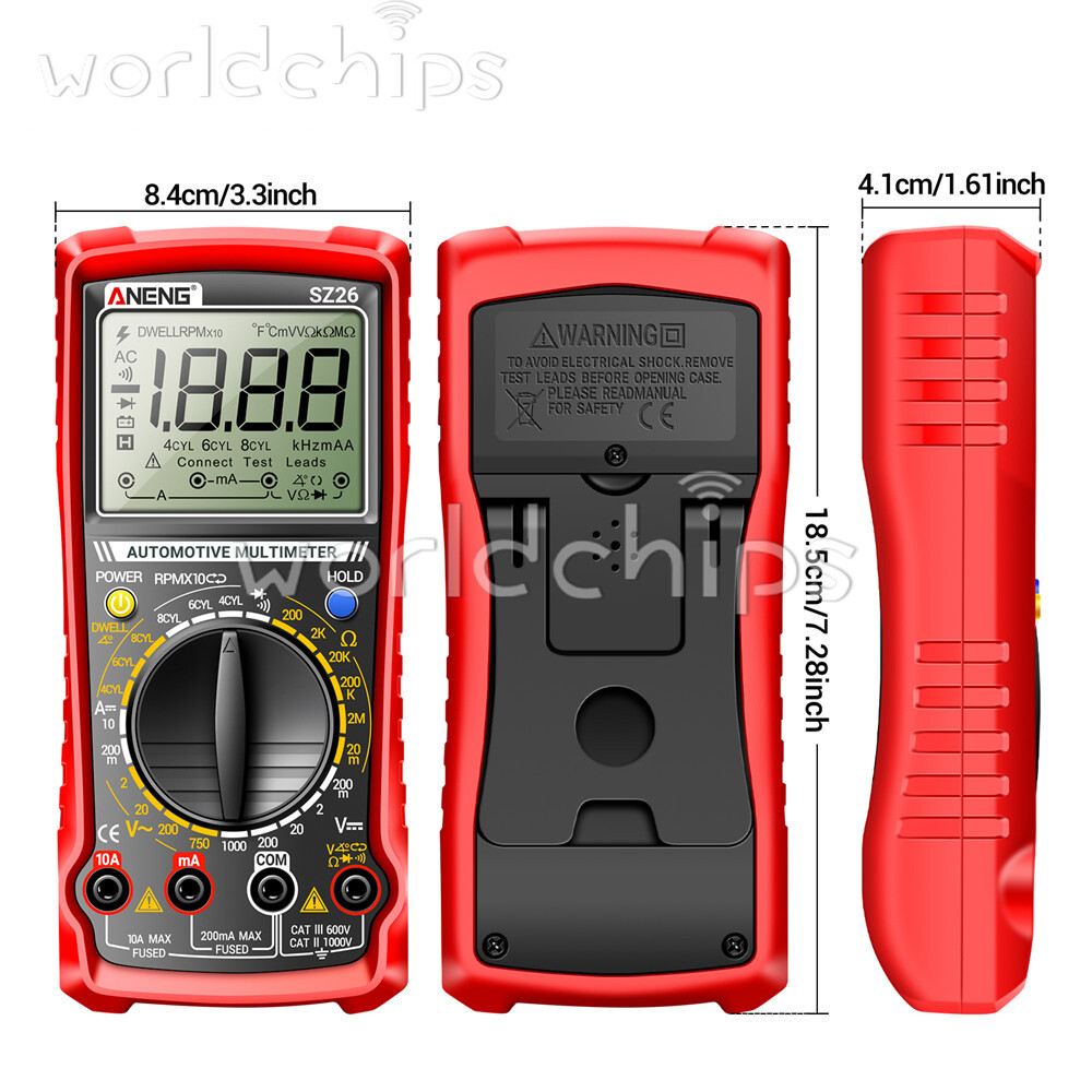 SZ26 Digital Multimeter 0-1000V 1999 Count AC/DC Car Overhaul Diode Resistance