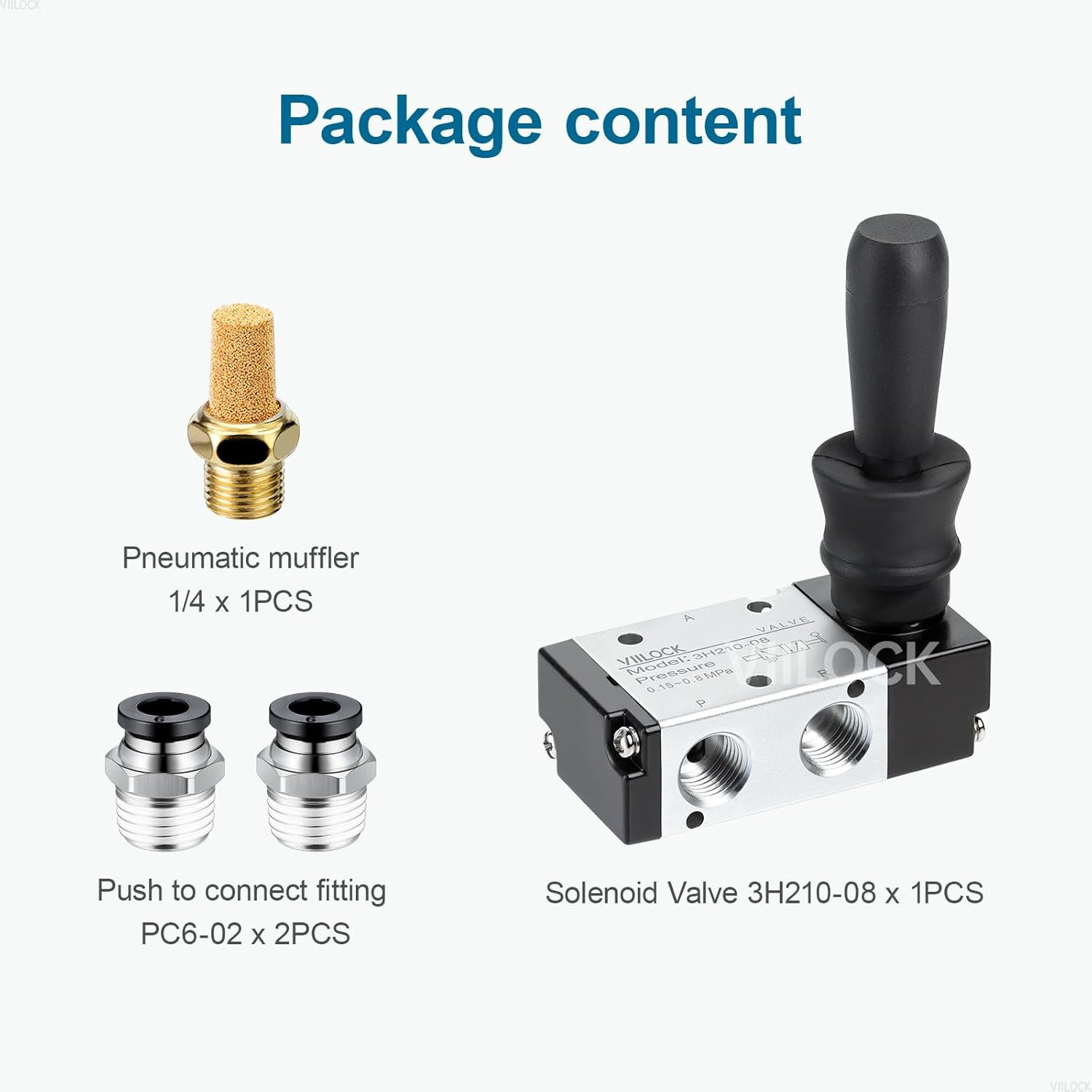 Pneumatic Air Hand Lever Valve, 3 Way 2 Position 1/4”NPT Solenoid Valve Manual C