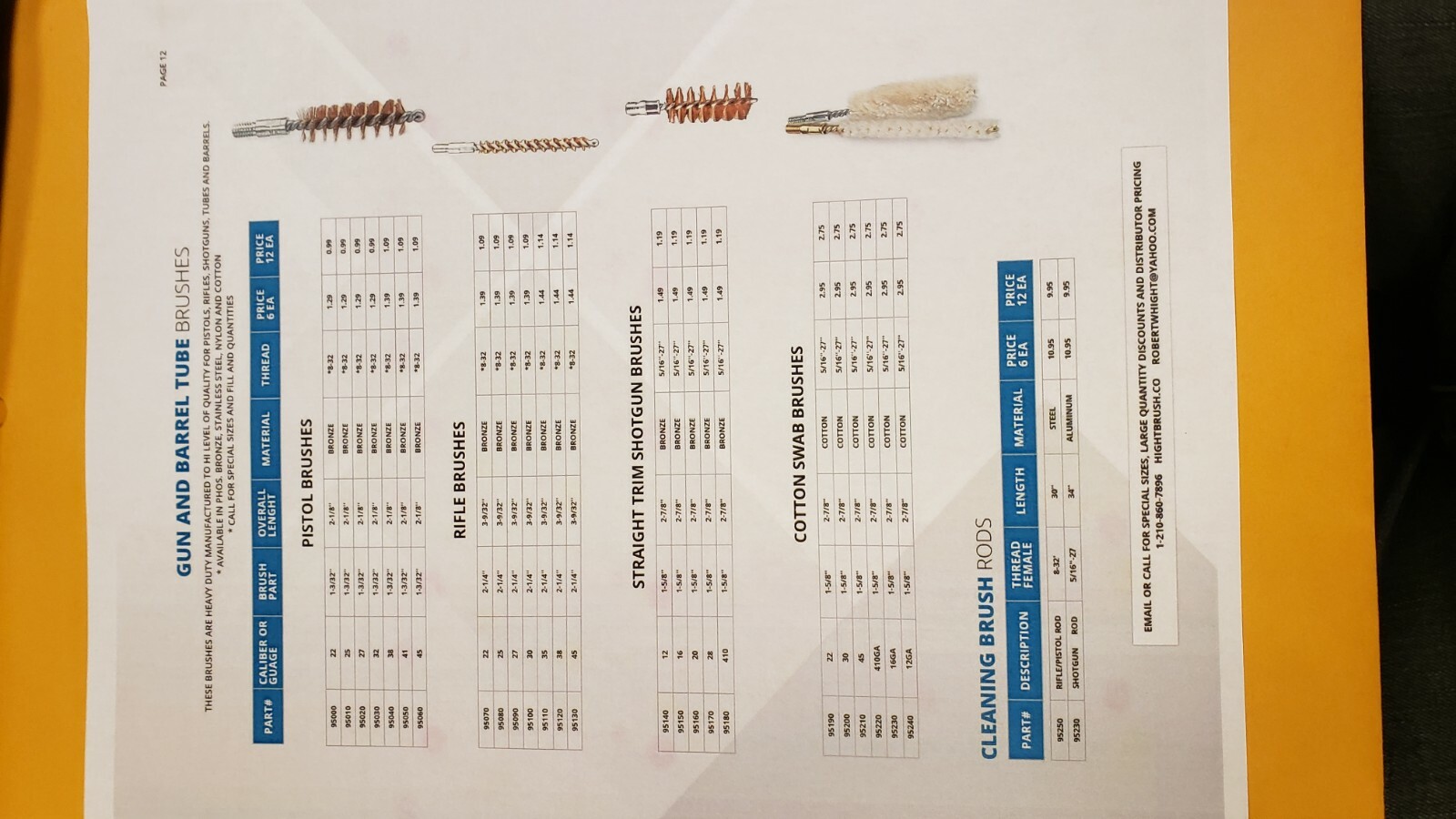 9MM PISTOL GUN  BRUSH BRONZ WIRE 10 PER BAG