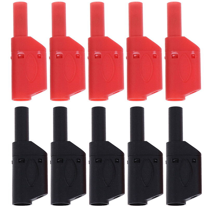 20x Shrouded Fully Insulated Safety 4mm Male Stackable Banana Plug Connector NEW