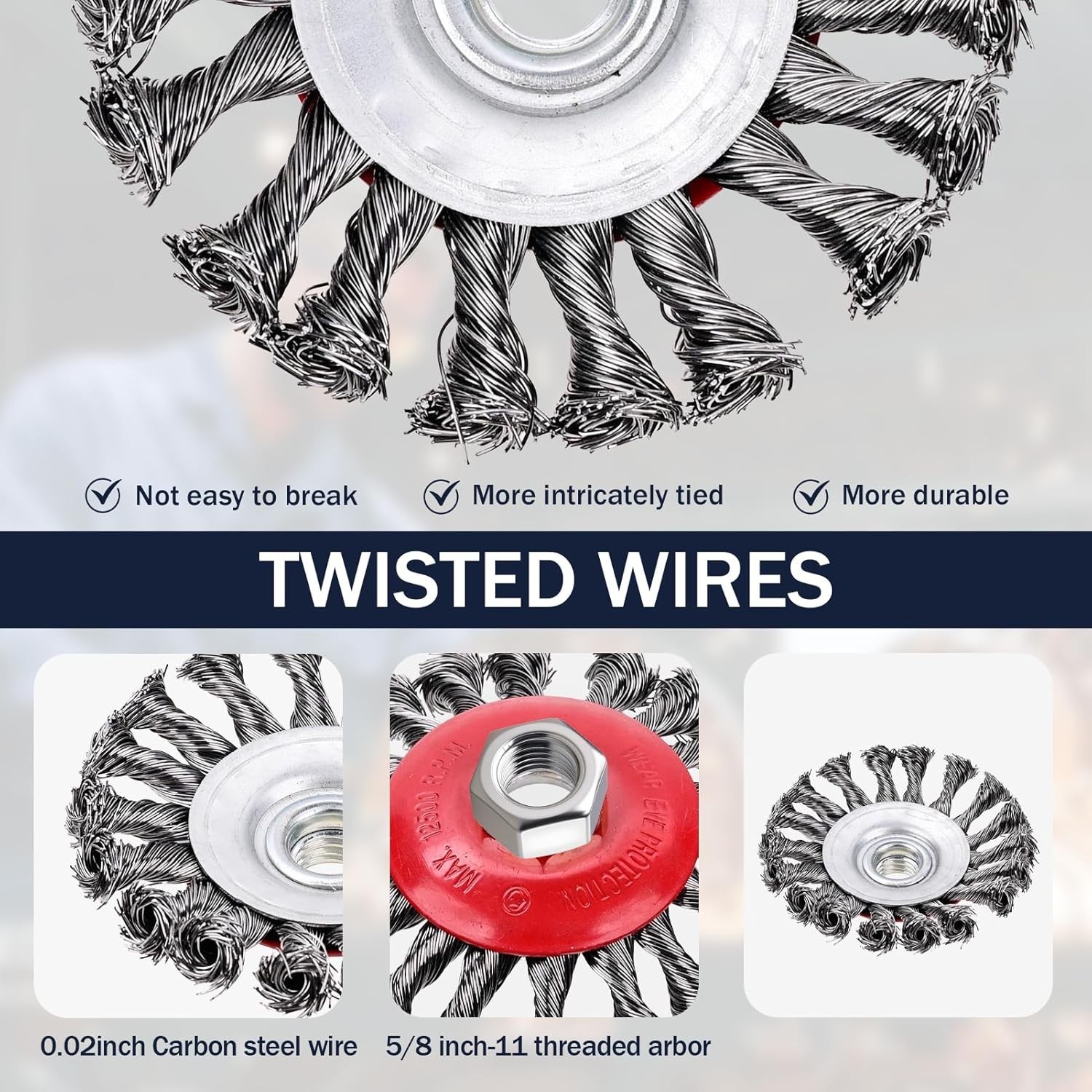 3 Pack Wire Wheel Brush for Angle Grinder, 4 Inch Angle Grinder Wire Wheel