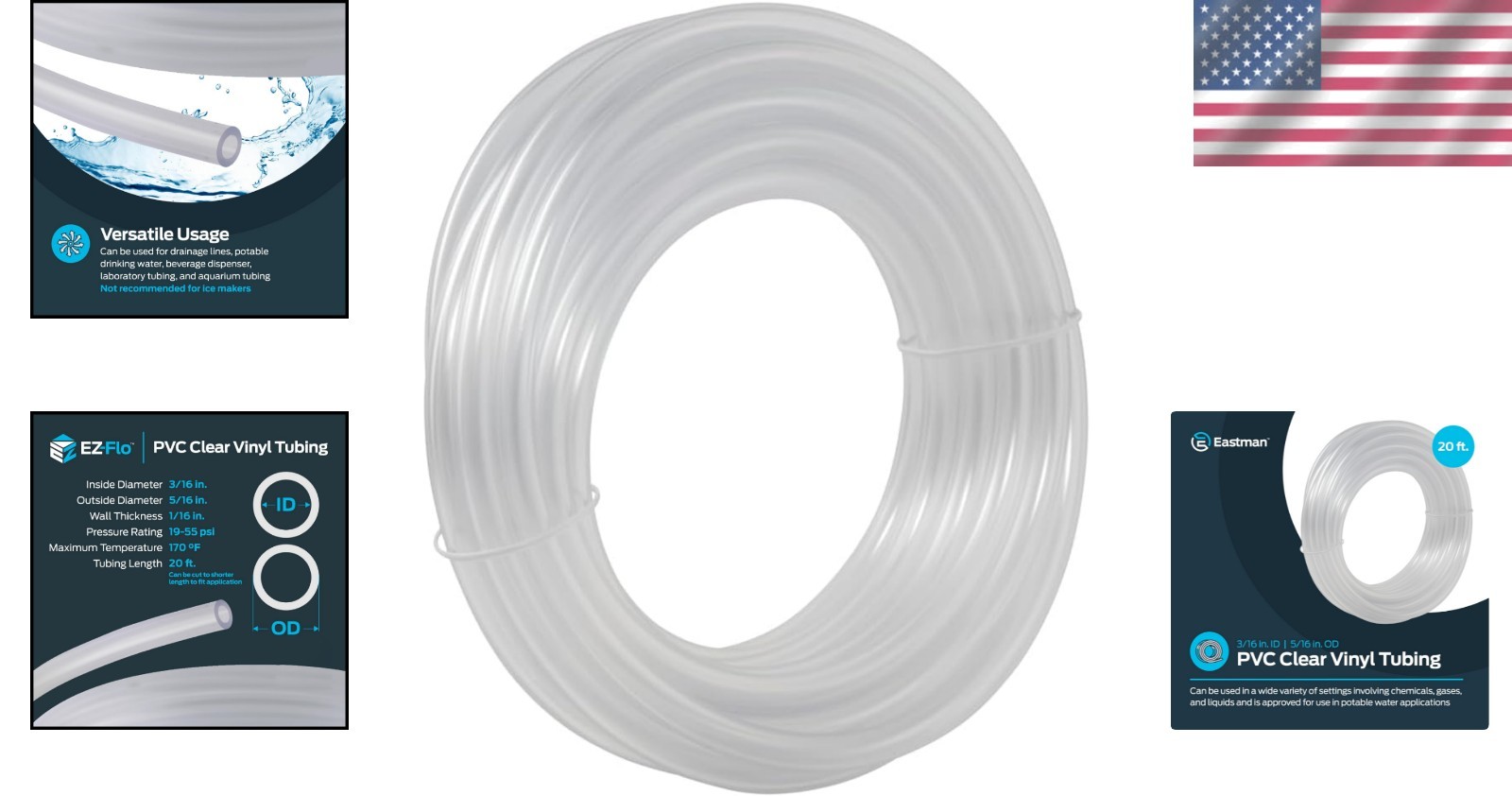 High-Pressure PVC Clear Vinyl Tubing 20ft – 3/16″ ID x 5/16″ OD | Lab & Home Use