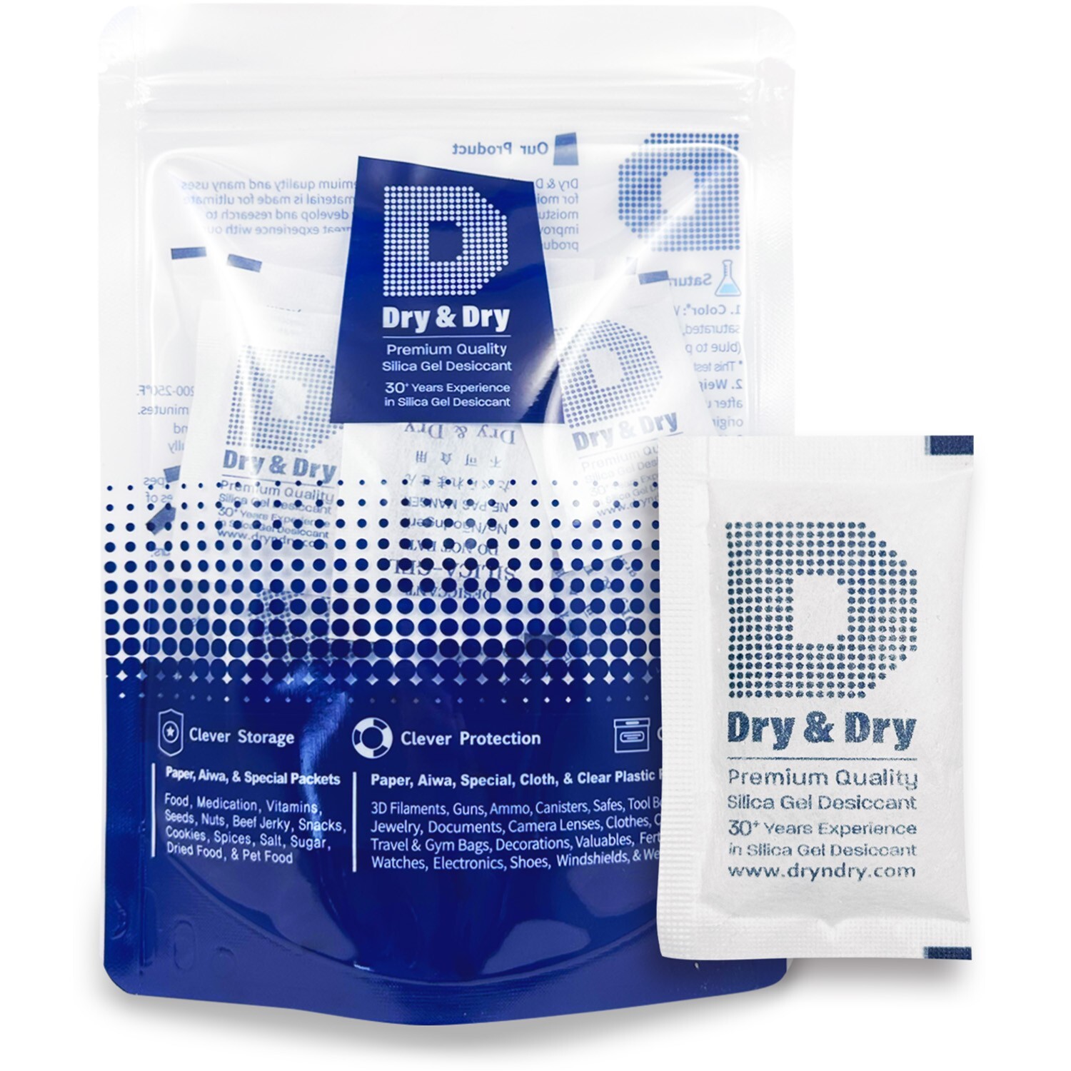 10 gram x 60 Packets “Dry & Dry” Premium Silica Gel Packets – Reusable Fabric