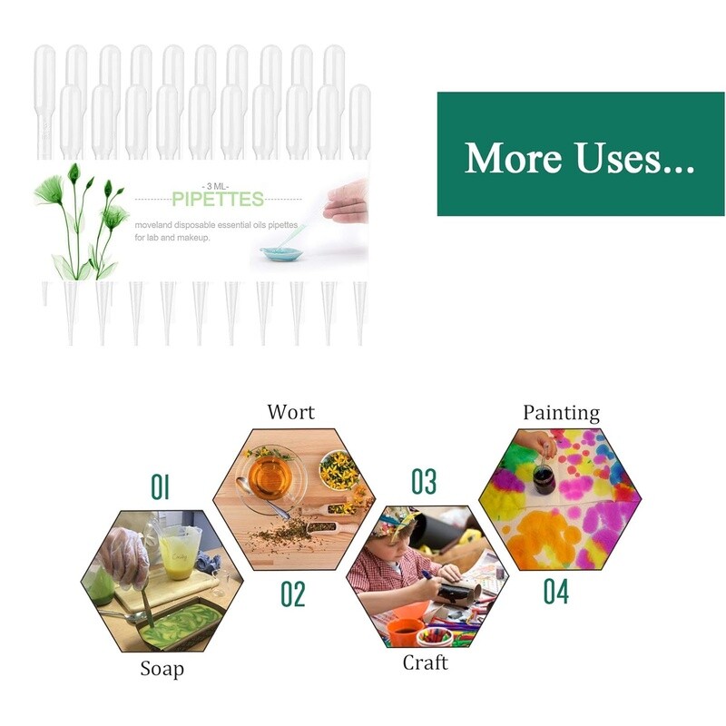 3ml Disposable Plastic Dropper Pipettes Science Lab DIY Art Experiment New