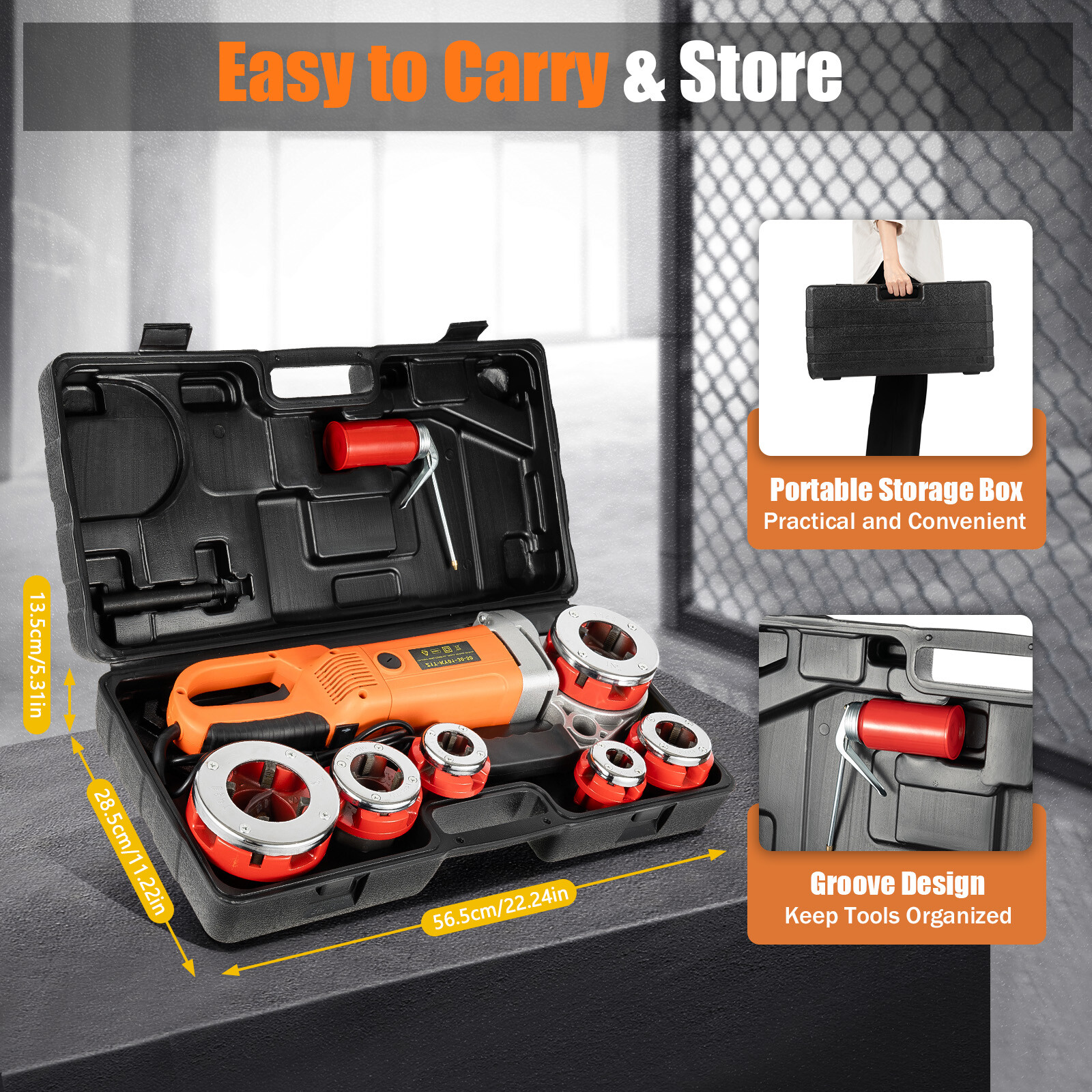2300W Electric Threading Machine with 6 Dies, Portable Pipe Threading Tool Set