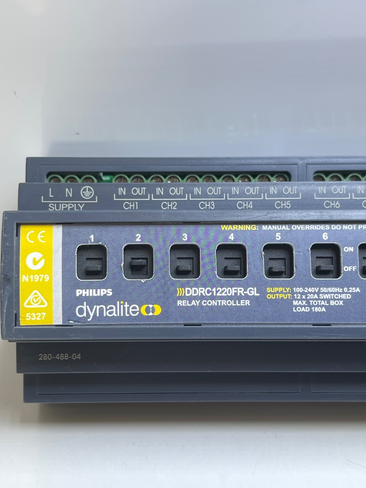 Philips Dynalite DDRC1220FR-GL Relay Controller 12 channel 120 X 20A 180A MAX