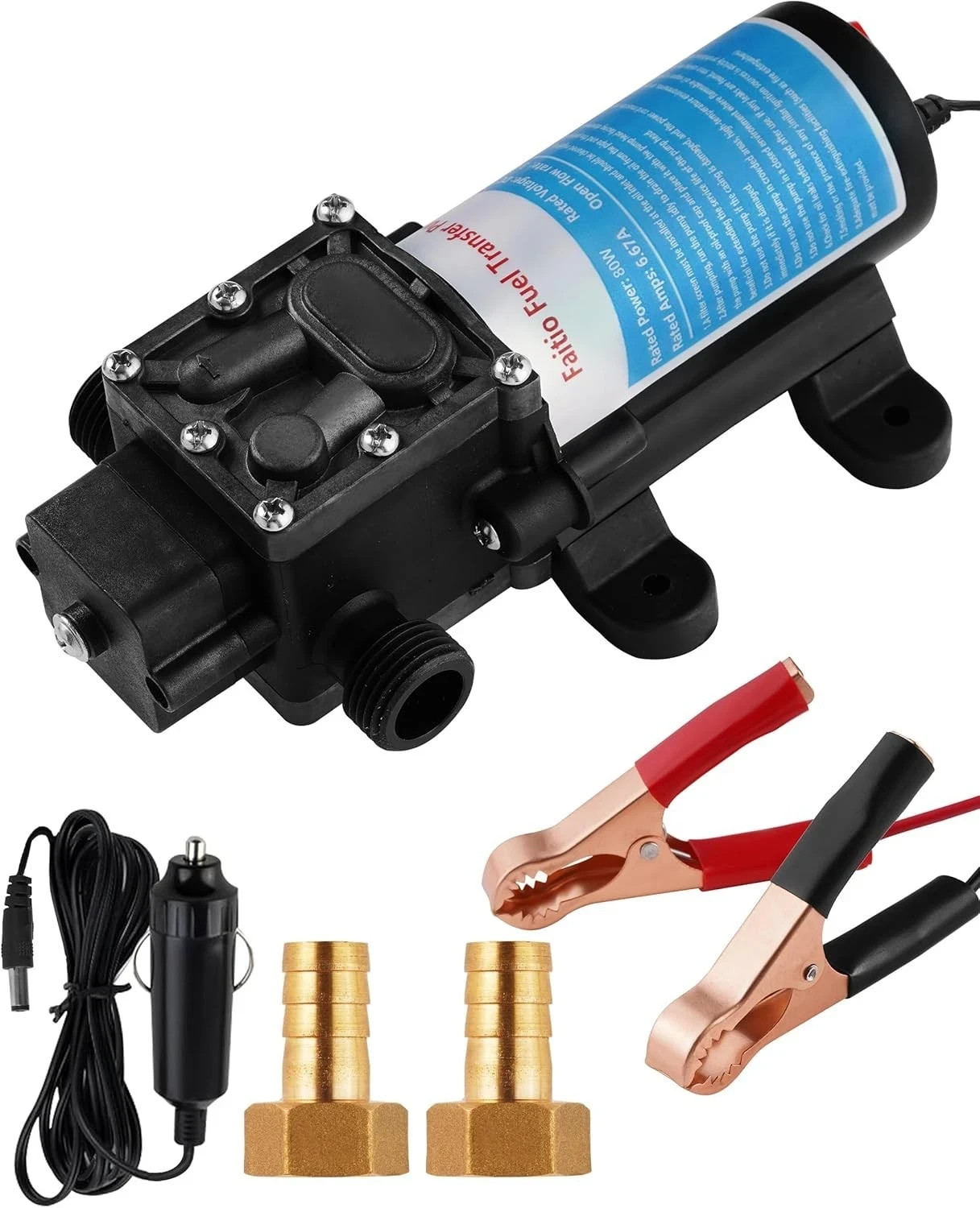 Gasoline Transfer Pump 12V, Electric Fuel Transfer Pump for Gas, Diesel Kerosene