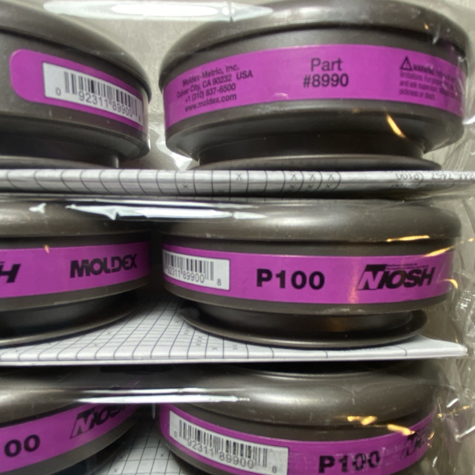 (5 Pairs) Moldex 8990 P100 Magenta Filter, Use By Date 7/2024