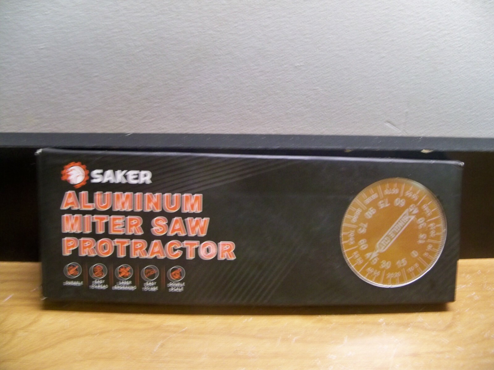 NEW SAKER GJ16311-E001 ALUMINUM MITER SAW PROTRACTOR ORANGE FREE 1ST CLS S&H