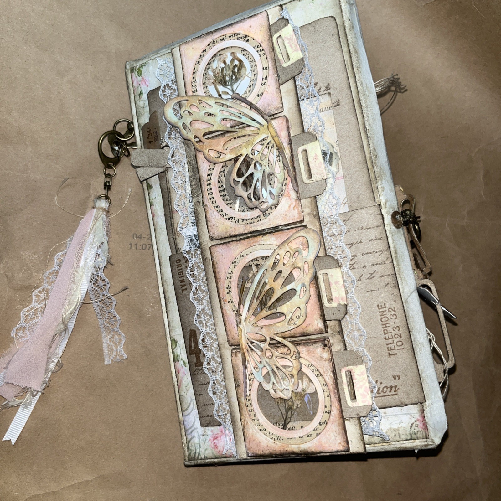 Handmade Junk Journal Folio Loaded with Flaps and Flips Working Lock And Keys