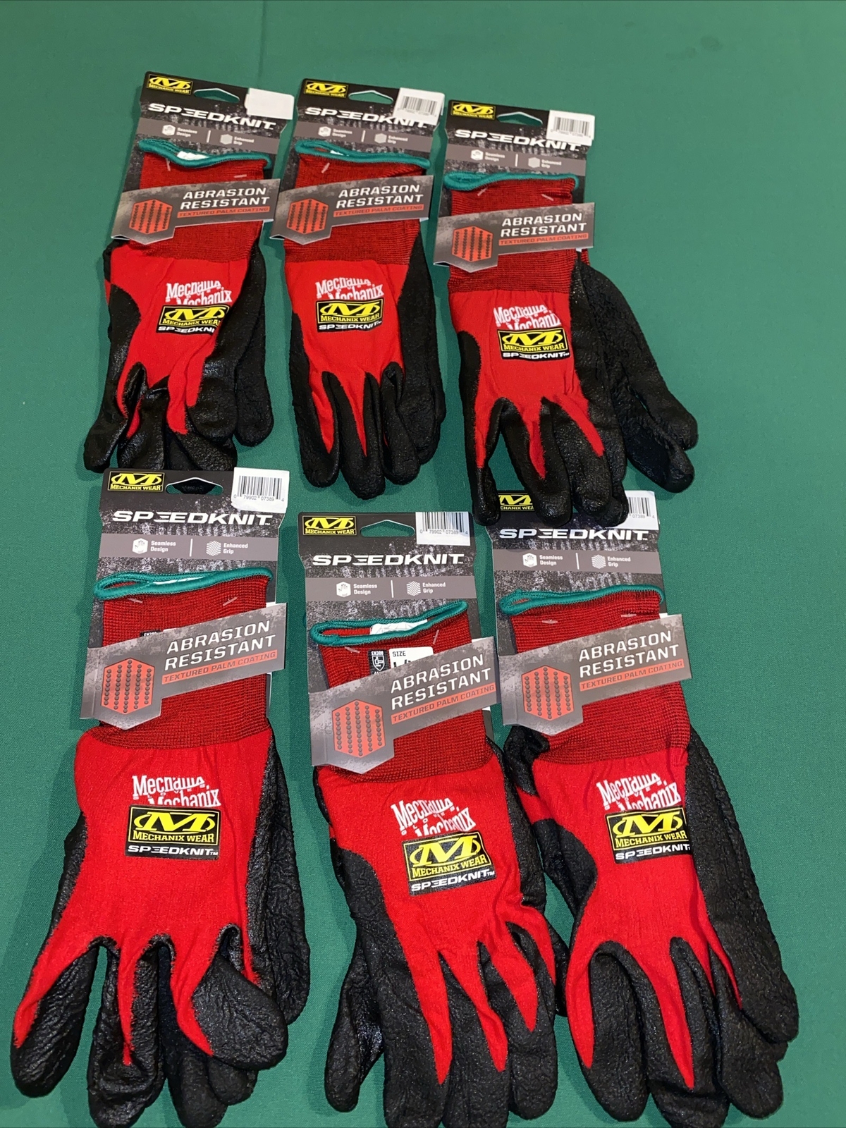 Mechanix Wear speed knit L/XL ABRASION RESISTANT (LOT OF 6 PAIR) NITRILE GLOVES