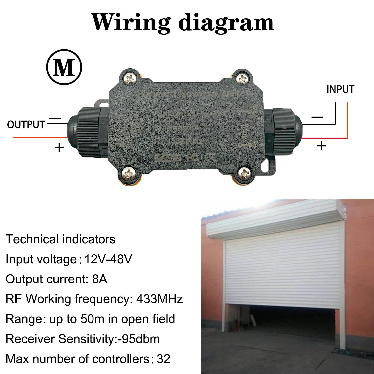 Waterproof DC12V/48V/8A Forward Reverse Remote Switch Linear Actuator Motor