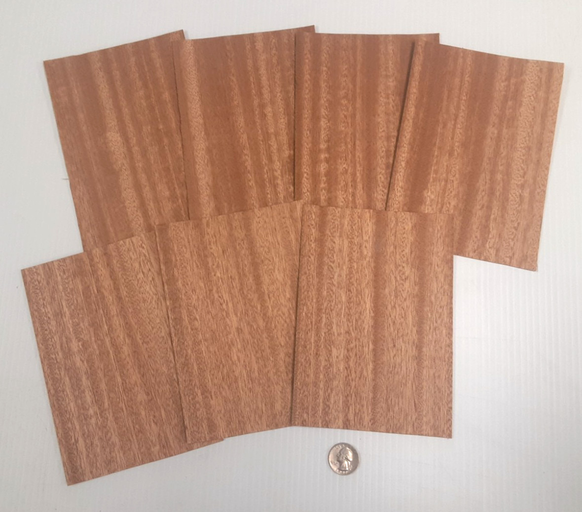 1 Lot Of 7pcs Ribbon Stripe Quartered Mahogany Raw Veneer Shorts, Lot #7133