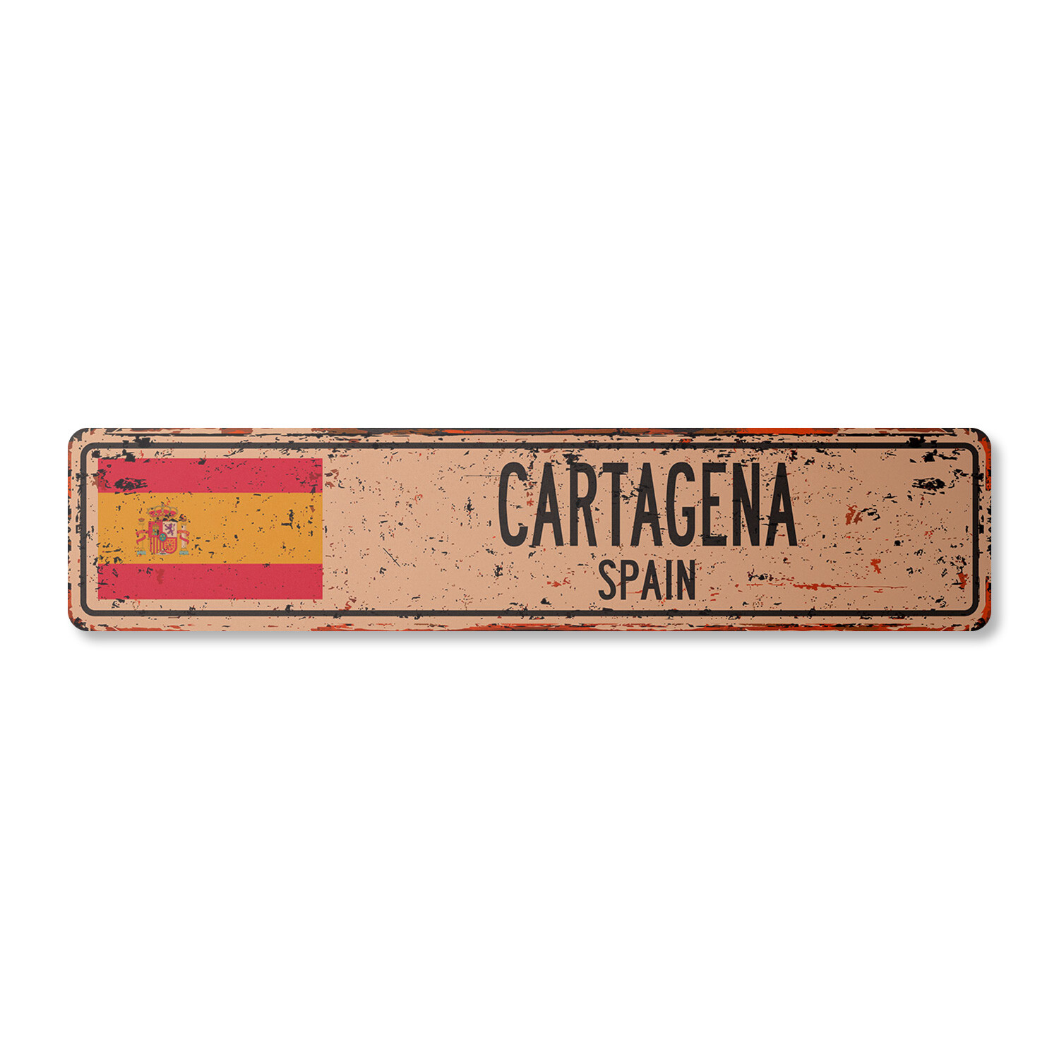 CARTAGENA SPAIN Vintage Street Sign Spaniard flag city country road wall rustic